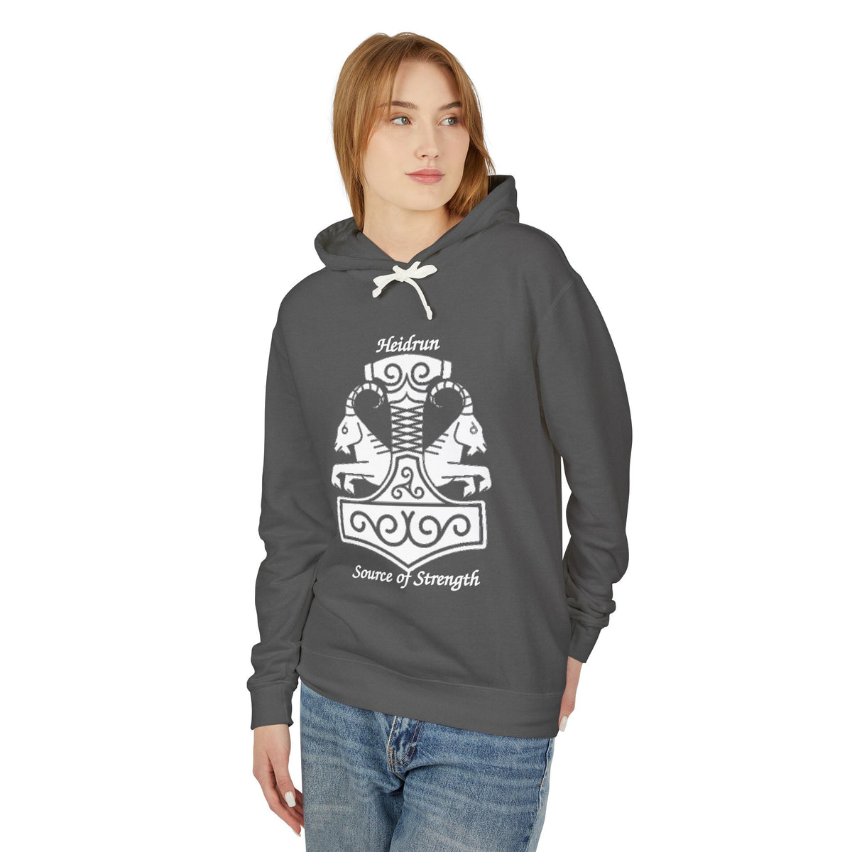 Heidrun Viking Shield Hoodie – 'Heidrun Source of Strength' Norse Mythology Sweatshirt