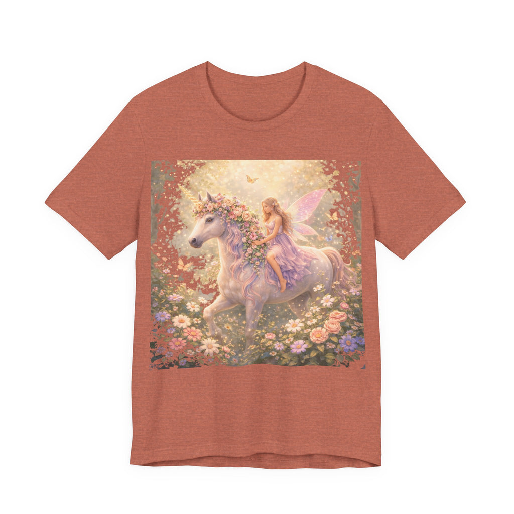 Fairy and Unicorn Tee — Whimsical Garden Fantasy T-Shirt