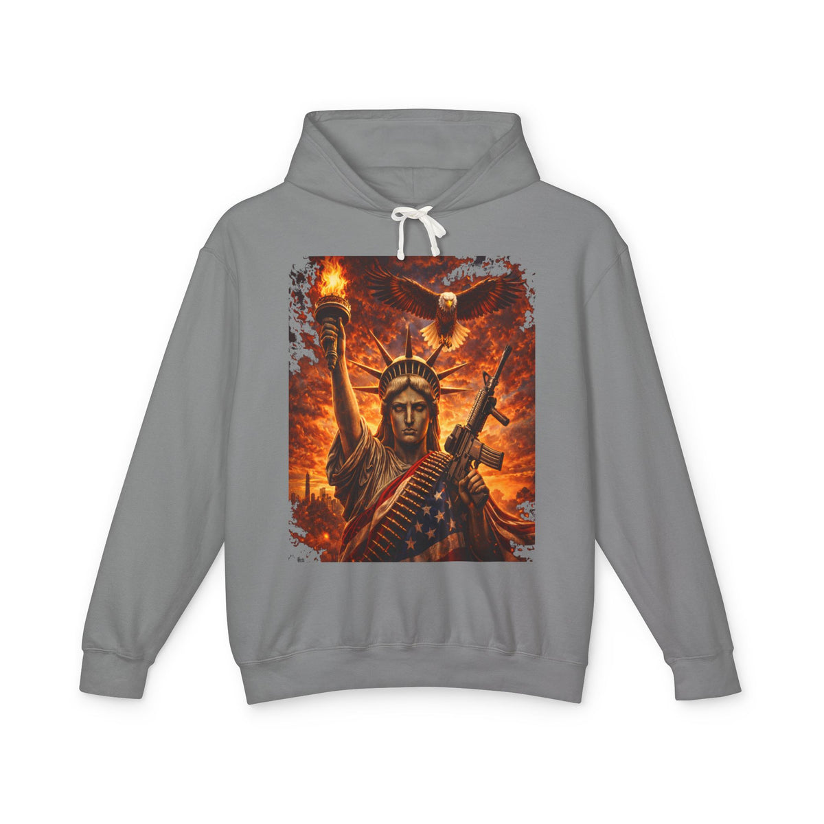 Hoodie - Liberty Warrior Statue Graphic Hoodie