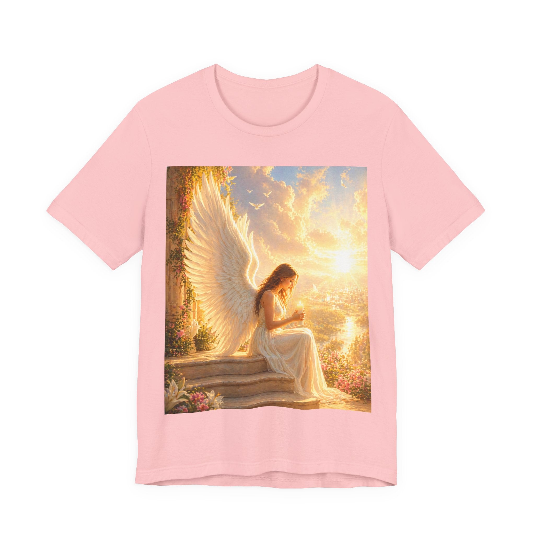 Angel Prayer T‑Shirt — Serene Winged Angel Graphic Tee for Spiritual Gifts & Memorials