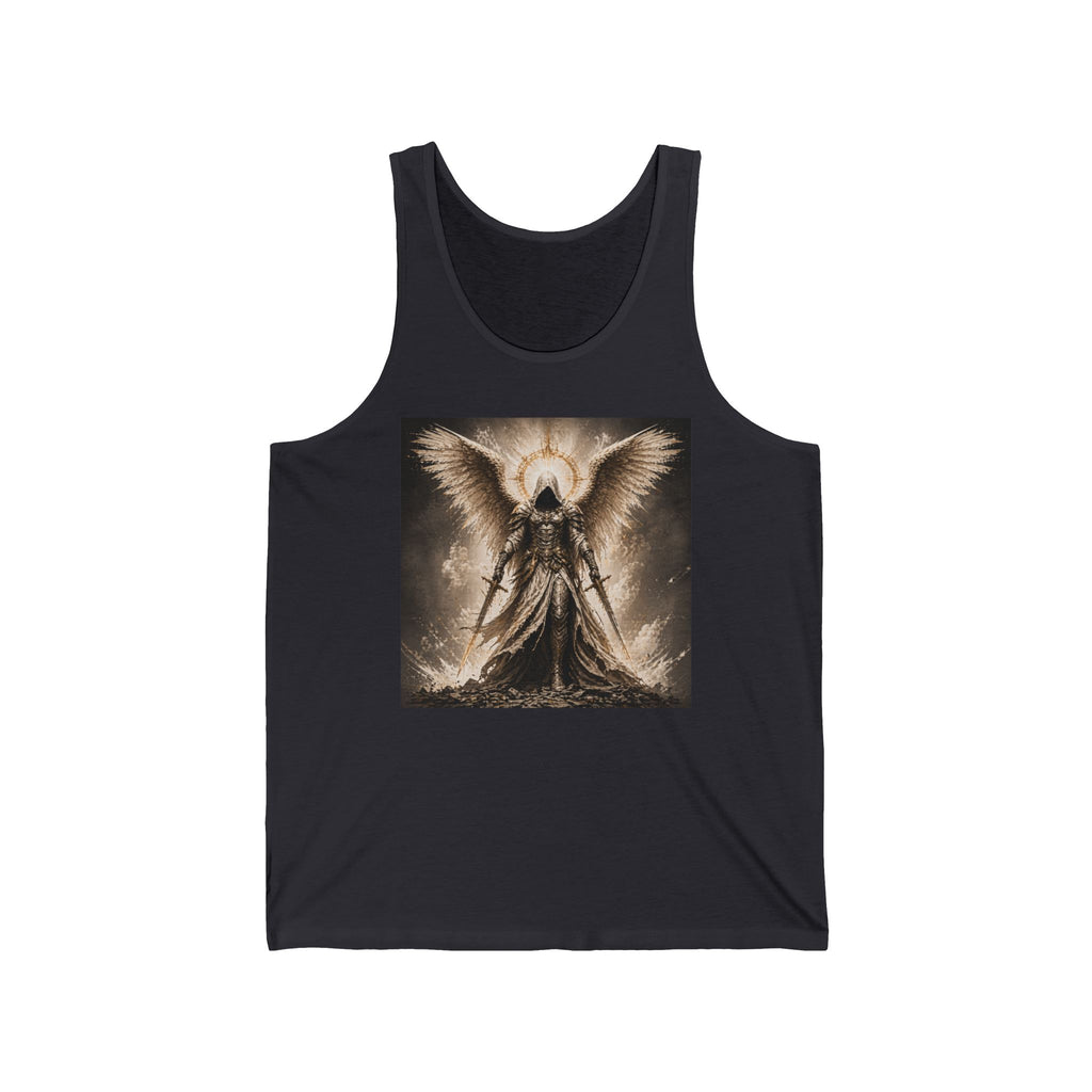 Angel of Vengeance Tank Top — Gothic Winged Warrior Graphic Tank