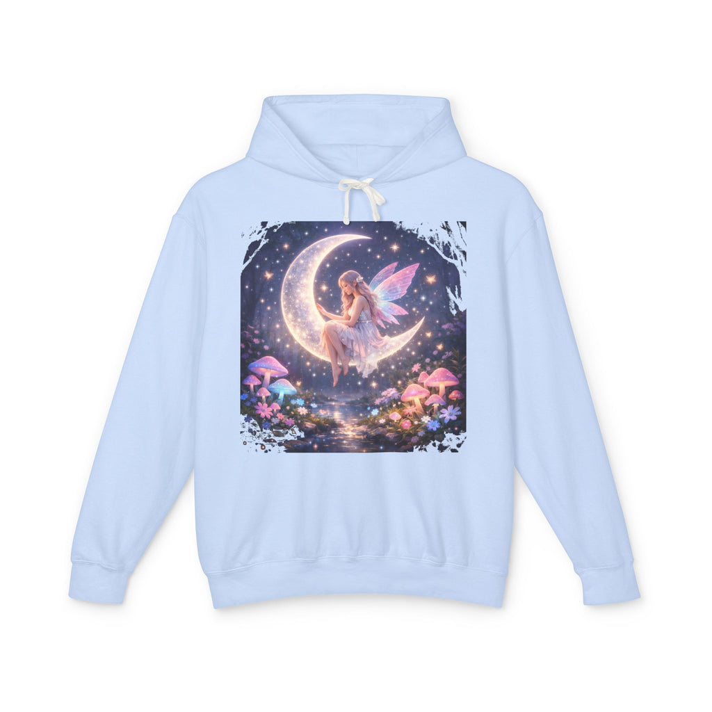 Fairy on the Moon Hoodie — Magical Mushroom Night Sky Pullover