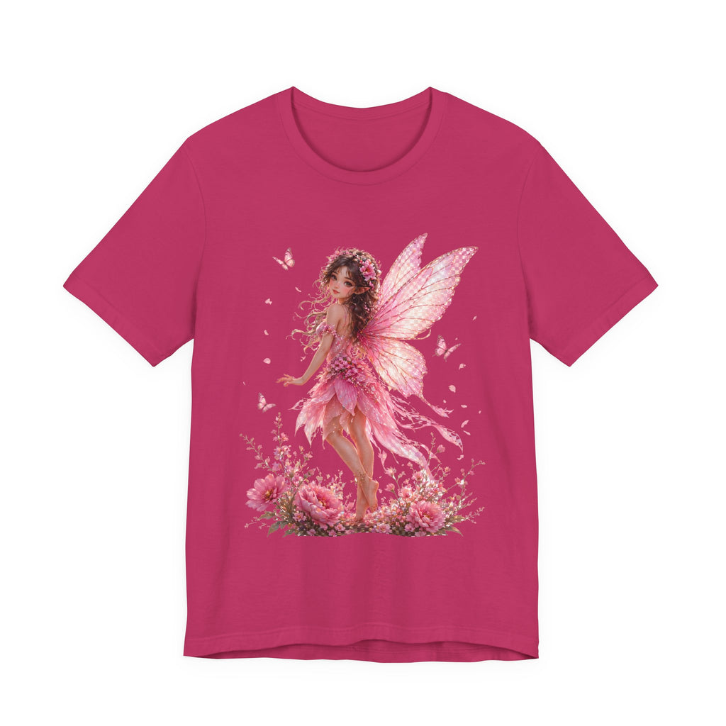 Fairy Wings T‑Shirt — Pink Floral Fantasy Fairy Tee for Women & Girls