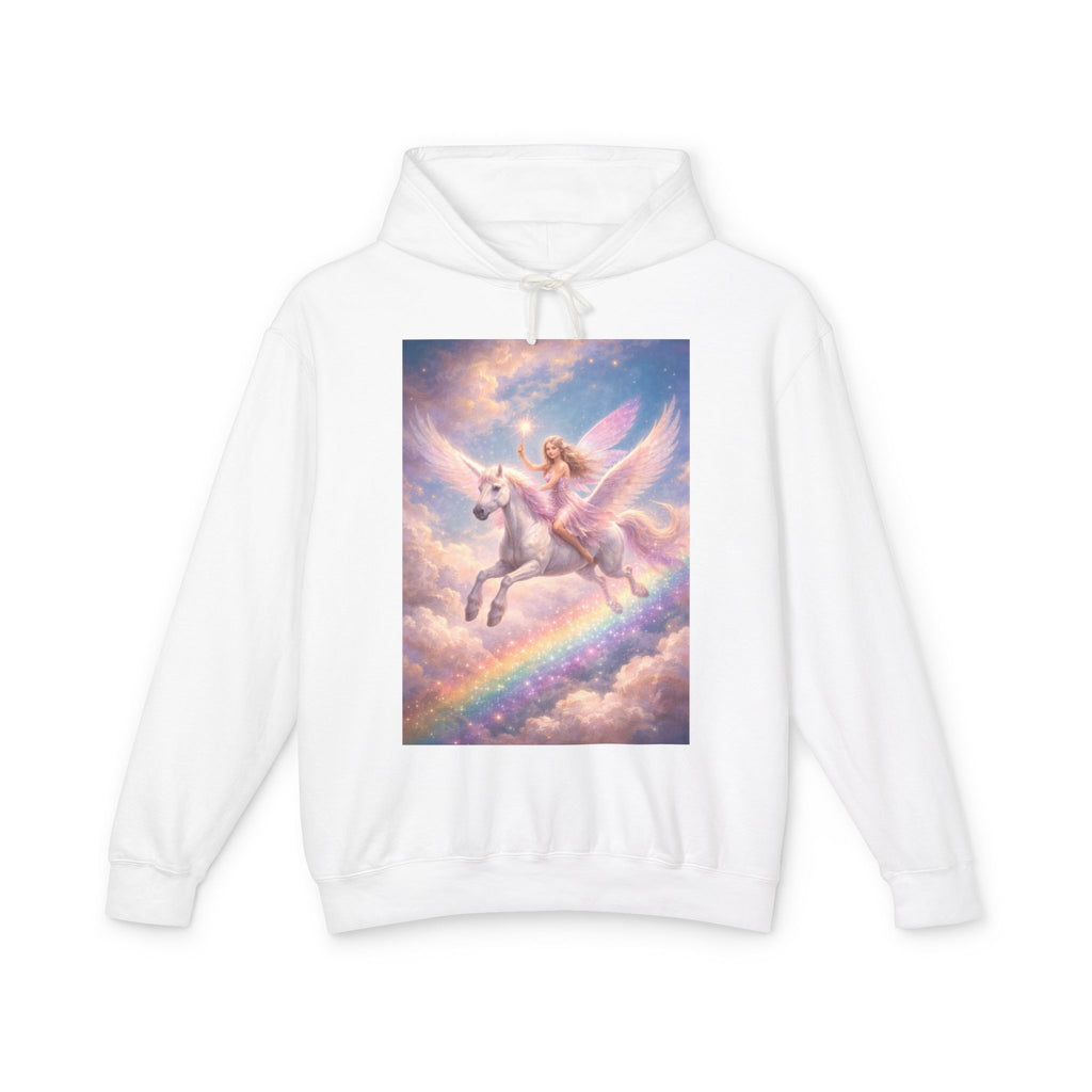 Pegasus & Fairy Rainbow Hoodie — Whimsical Unicorn Fantasy Pullover