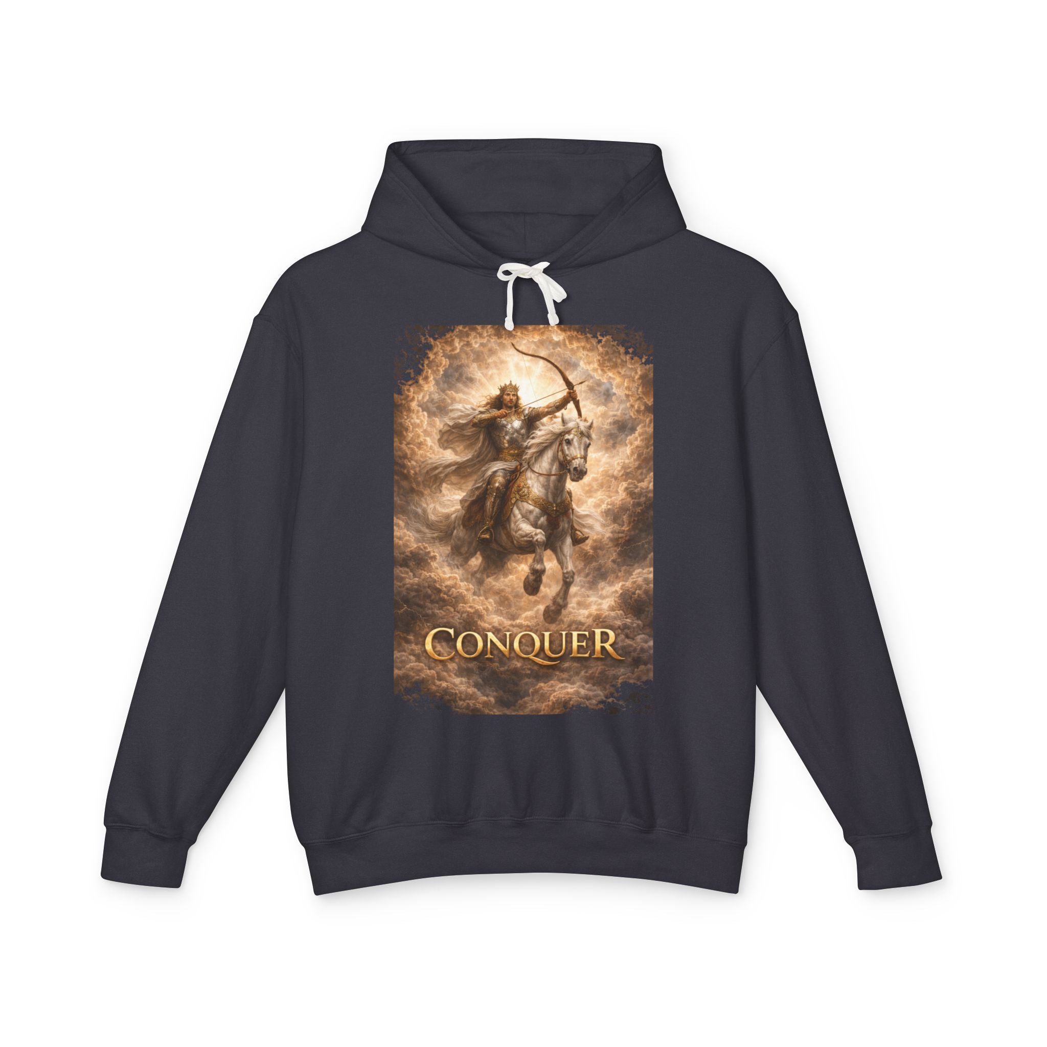 The white horse from Revelation 6:1-2! Conquer Warrior Hoodie — Fantasy Archer Graphic Pullover