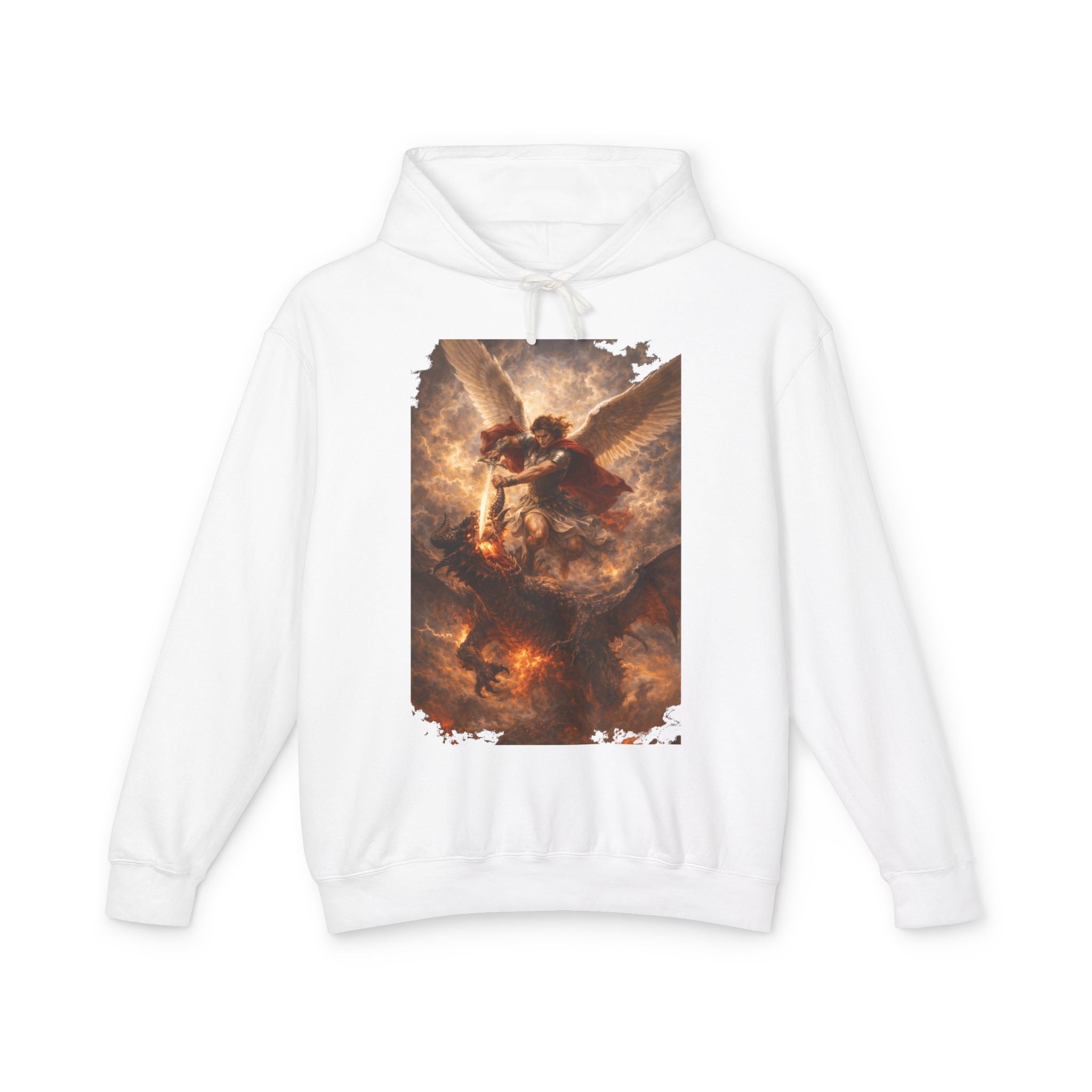 Angel Battle Hoodie — Dramatic Renaissance Angel Artwork Pullover