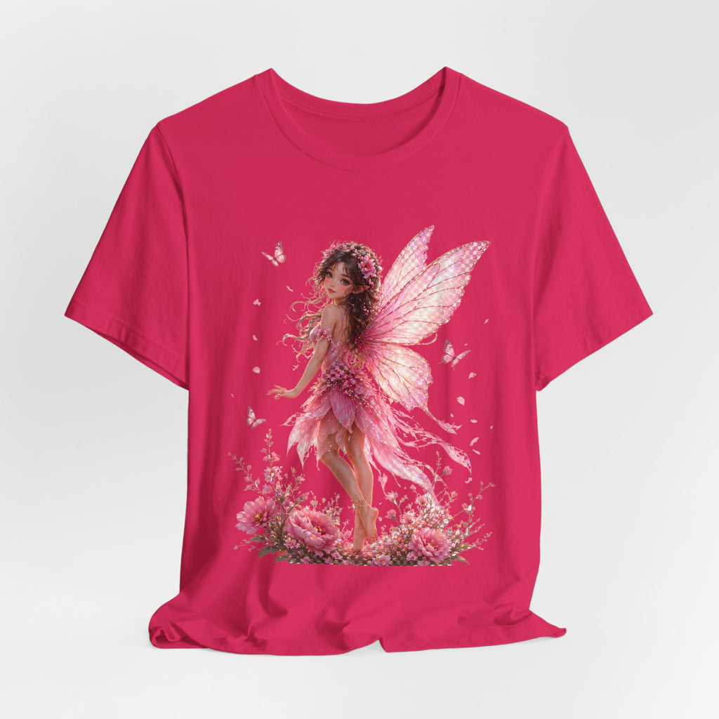 Fairy Wings T‑Shirt — Pink Floral Fantasy Fairy Tee for Women & Girls