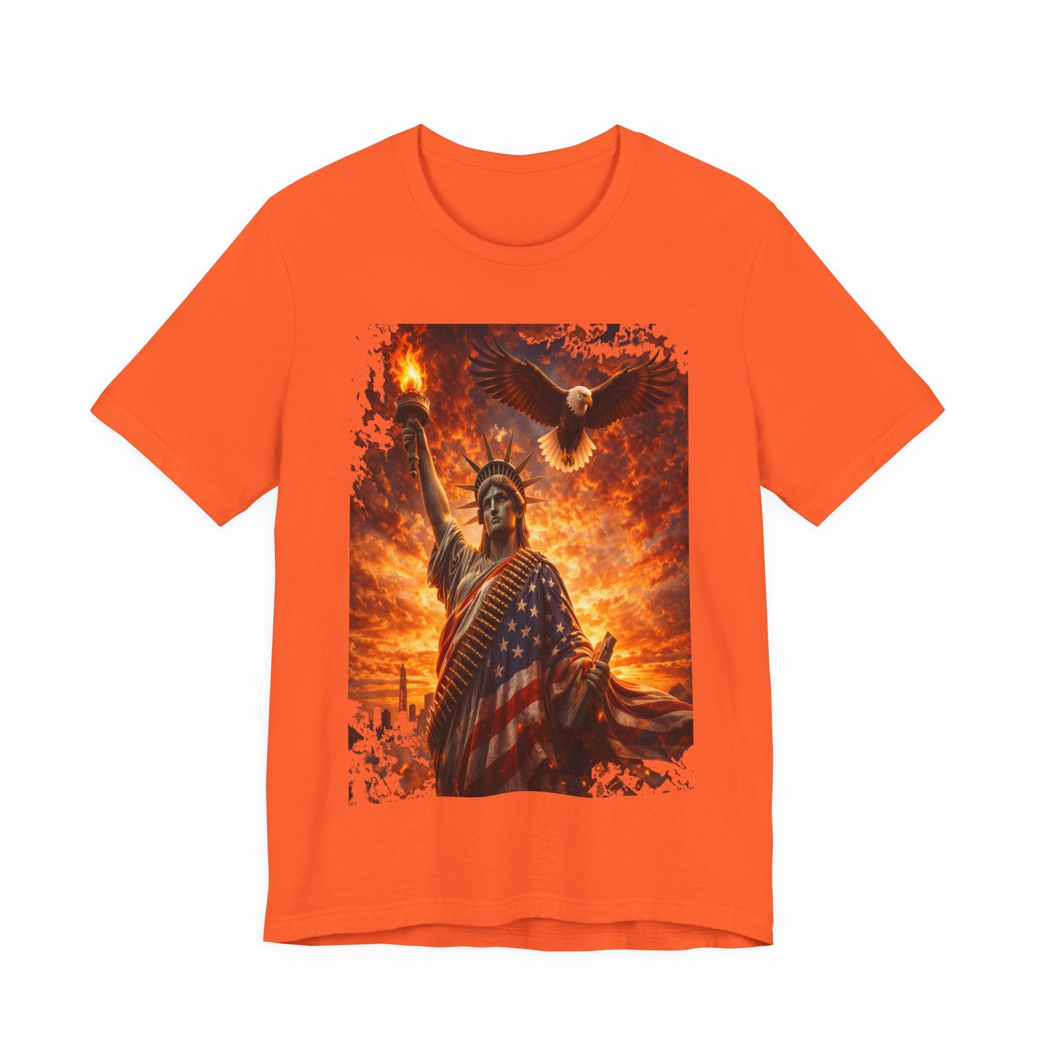 Liberty & Pride T-Shirt — Statue of Liberty with American Flag and Dove