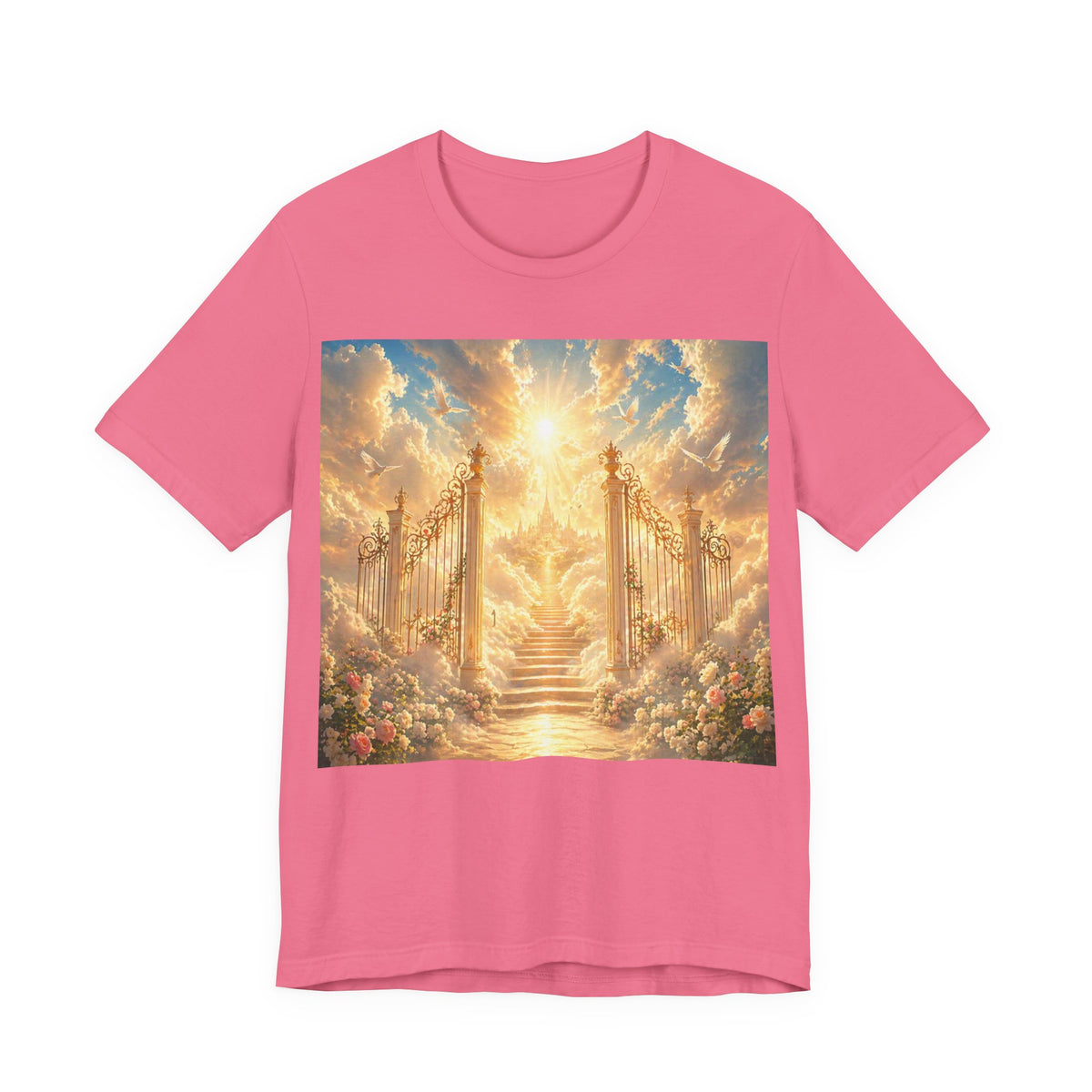 Heavenly Gates Graphic Tee — Celestial Stairs & Sunlight T-Shirt