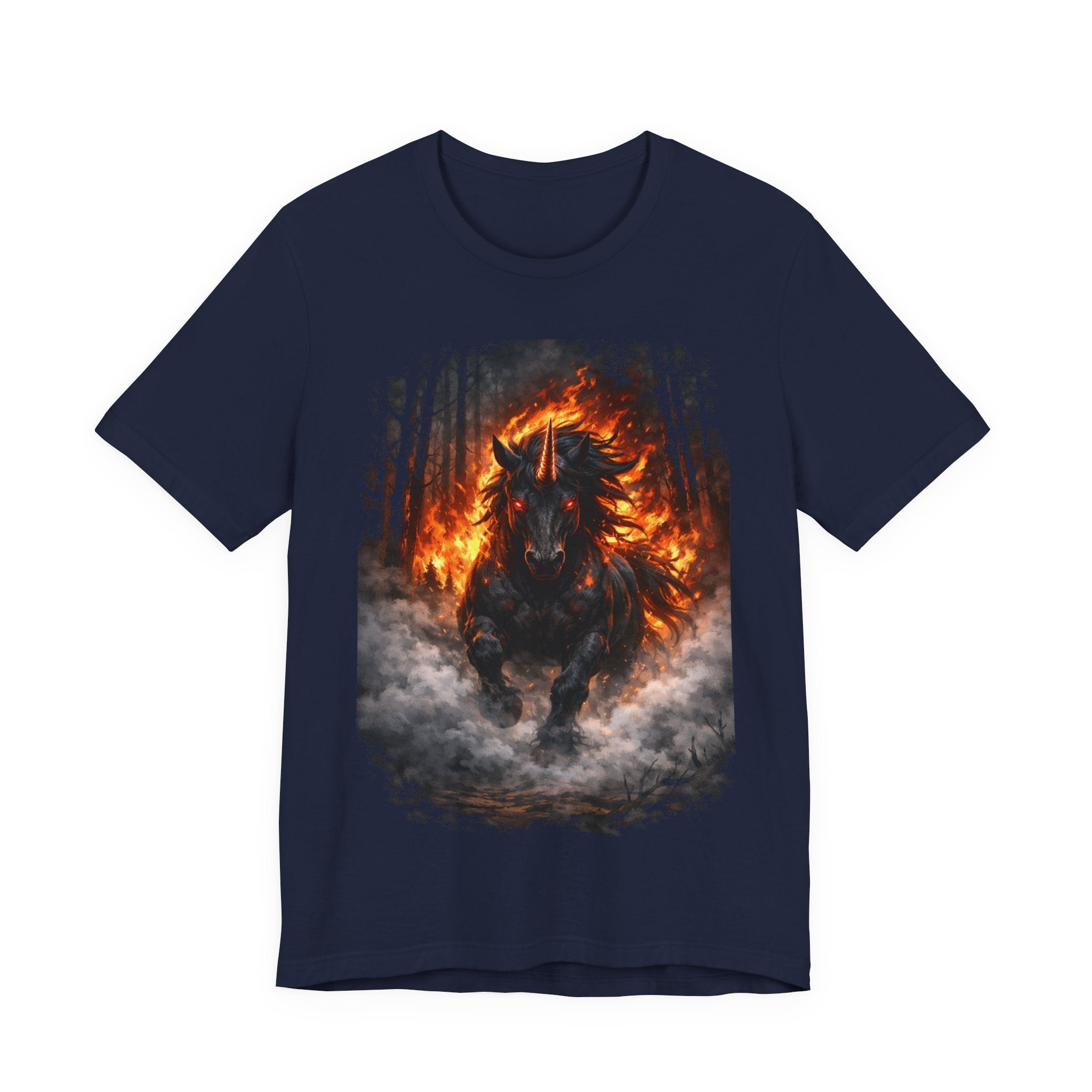 Fiery Stallion Graphic Tee — Burning Horse Fantasy T-Shirt