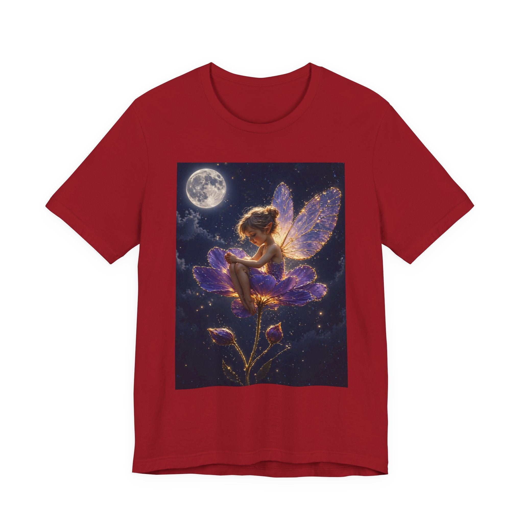 Fairy Night T-Shirt — Moonlit Fairy on Purple Flower