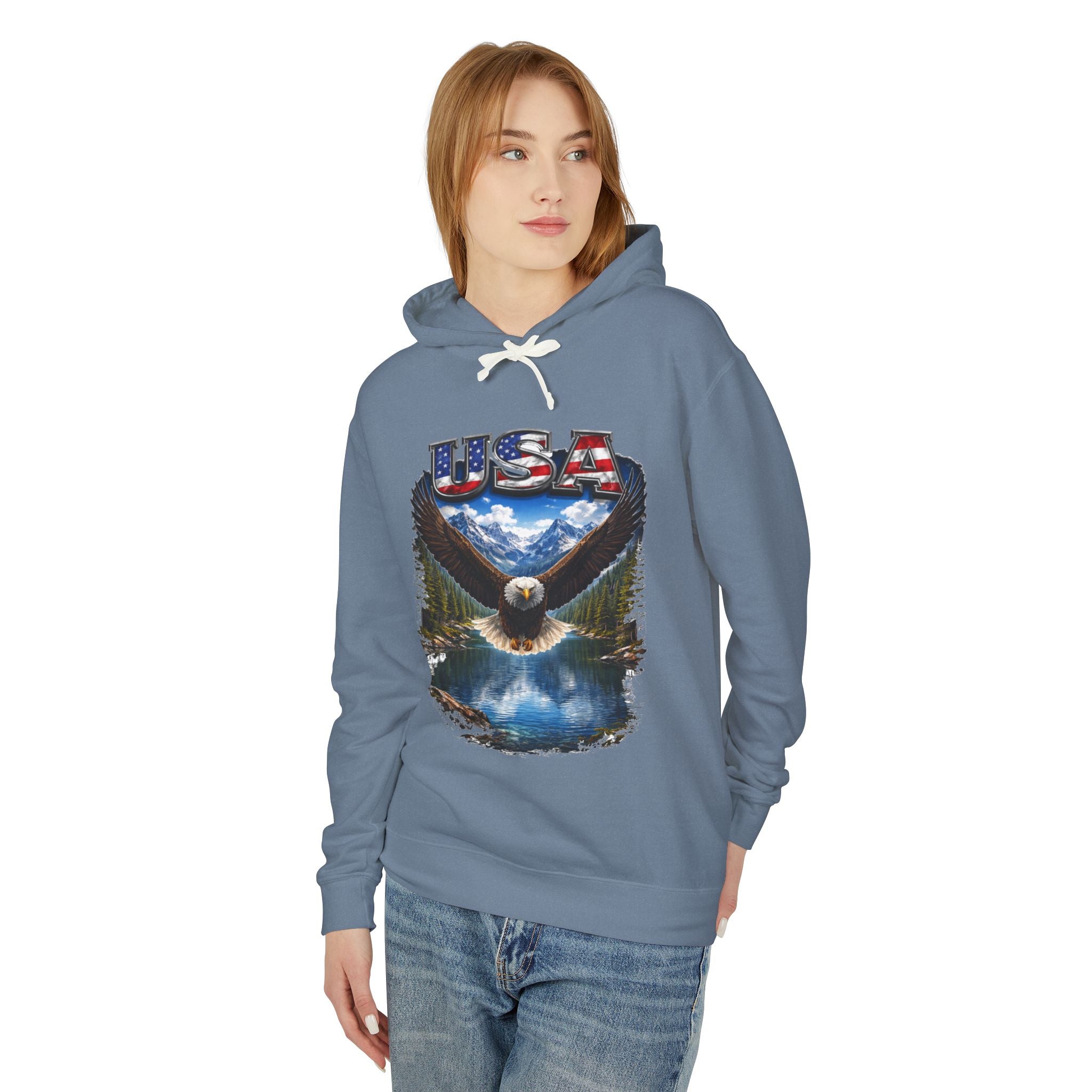 USA Eagle Hoodie — Patriotic Bald Eagle Graphic Hooded Sweatshirt