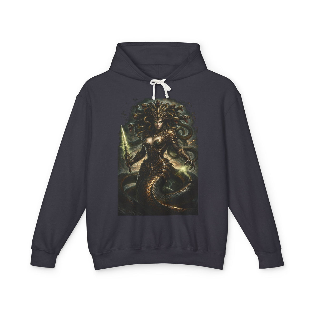 Medusa Mythology Hoodie — Dark Gorgon Graphic Sweatshirt