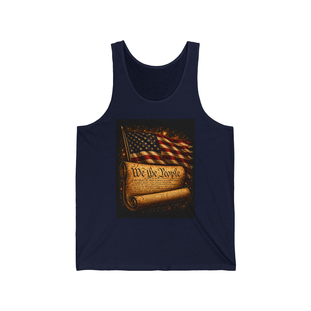 Patriotic "We the People" Tank Top – American Flag & Constitution Graphic