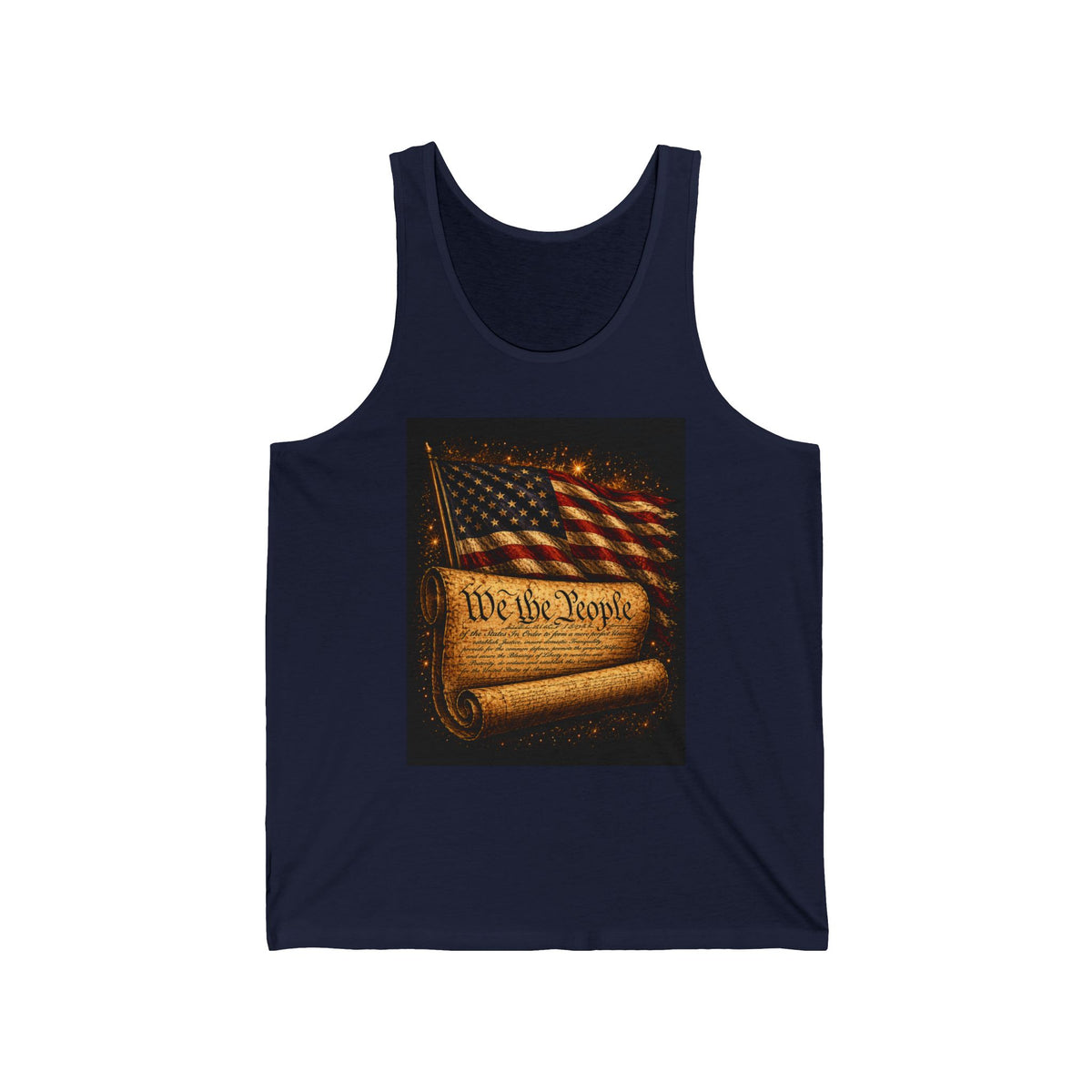 Patriotic "We the People" Tank Top – American Flag & Constitution Graphic