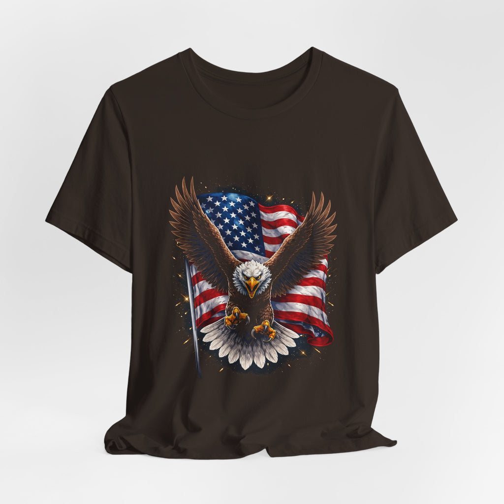 American Eagle Flag T-Shirt — Patriotic Bald Eagle Tee for 4th of July & Veterans