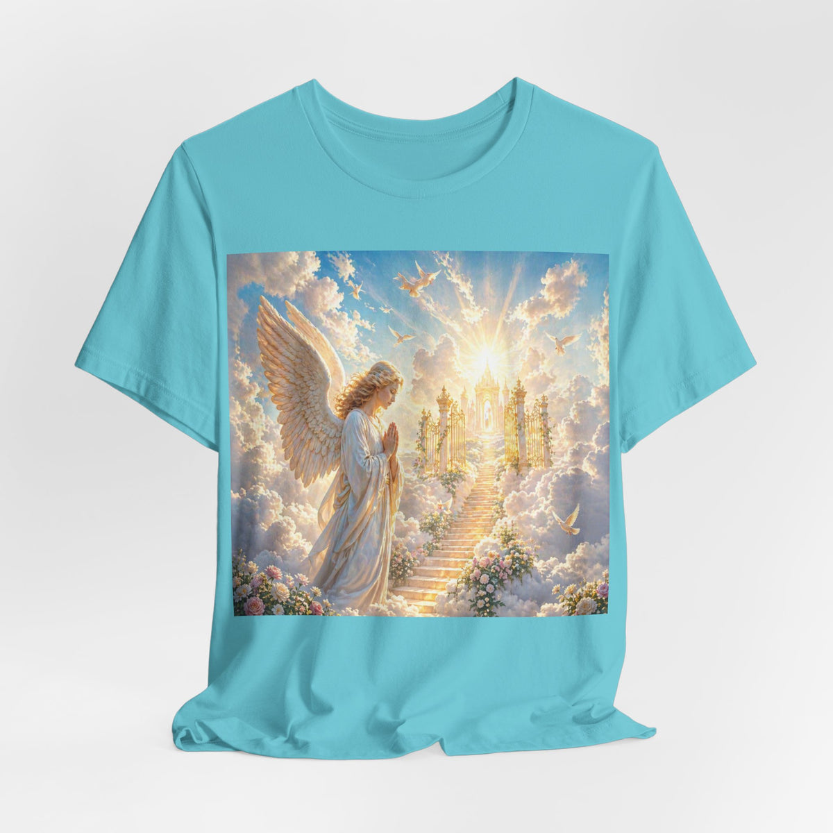 Heavenly Angel Stairway T-Shirt — Serene Christian Faith Tee