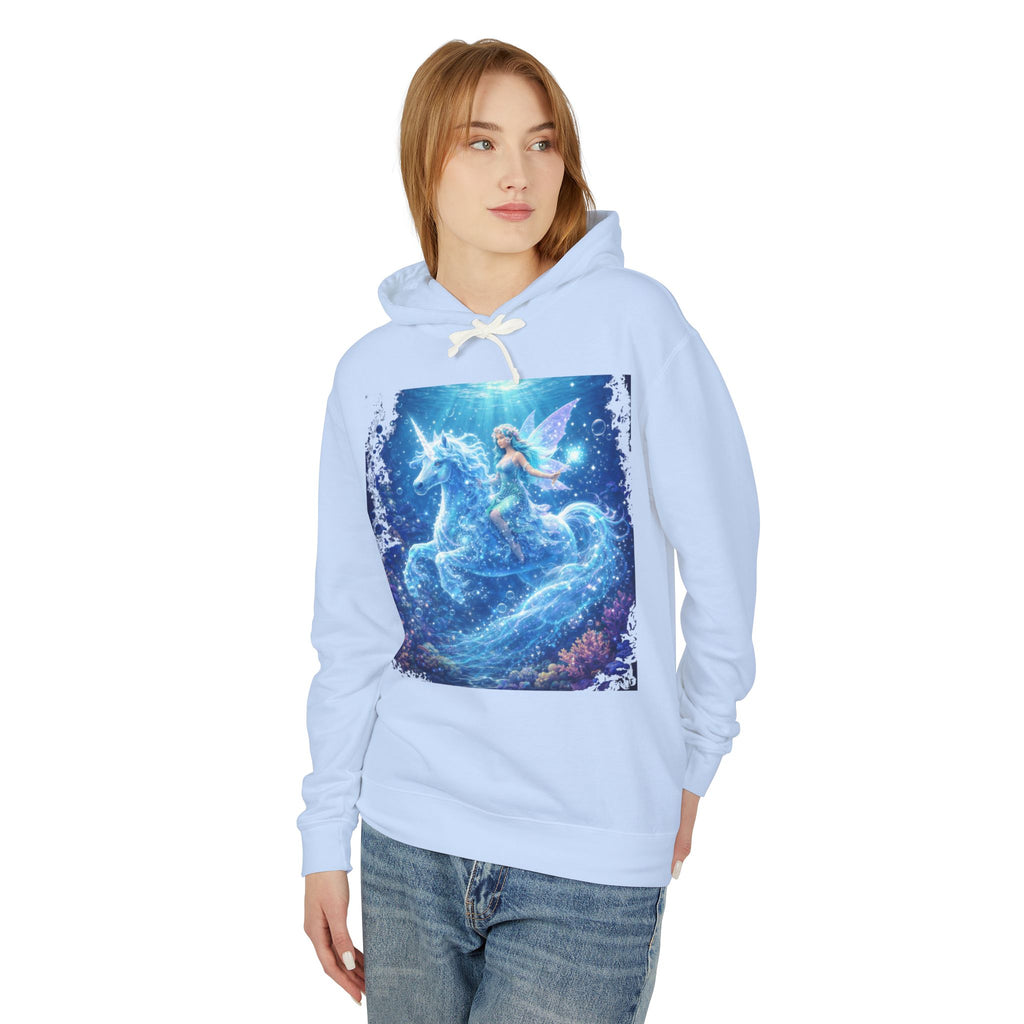 Magical Unicorn & Fairy Hoodie — Starry Blue Fantasy Sweatshirt
