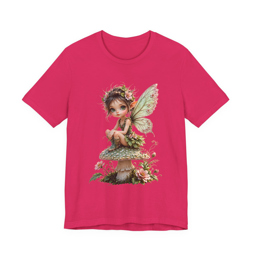 Fairy Mushroom Tee — Cute Woodland Fairy Sitting on Toadstool Graphic T-Shirt