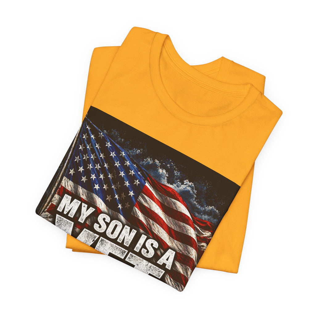 My Son Is A Vet T‑Shirt — Patriotic American Flag Tee for Proud Parents
