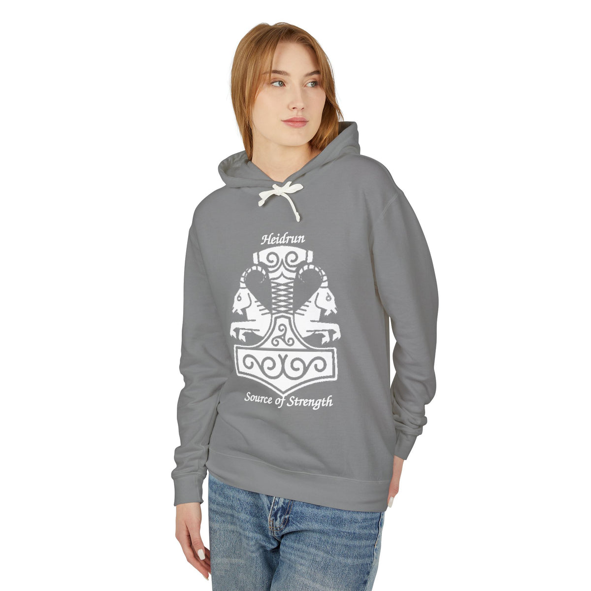 Heidrun Viking Shield Hoodie – 'Heidrun Source of Strength' Norse Mythology Sweatshirt