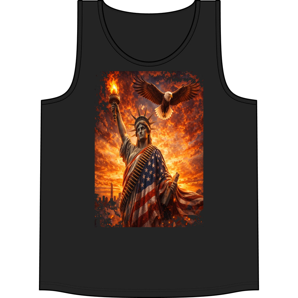 Patriotic Statue of Liberty Tank Top – American Flag Eagle Graphic