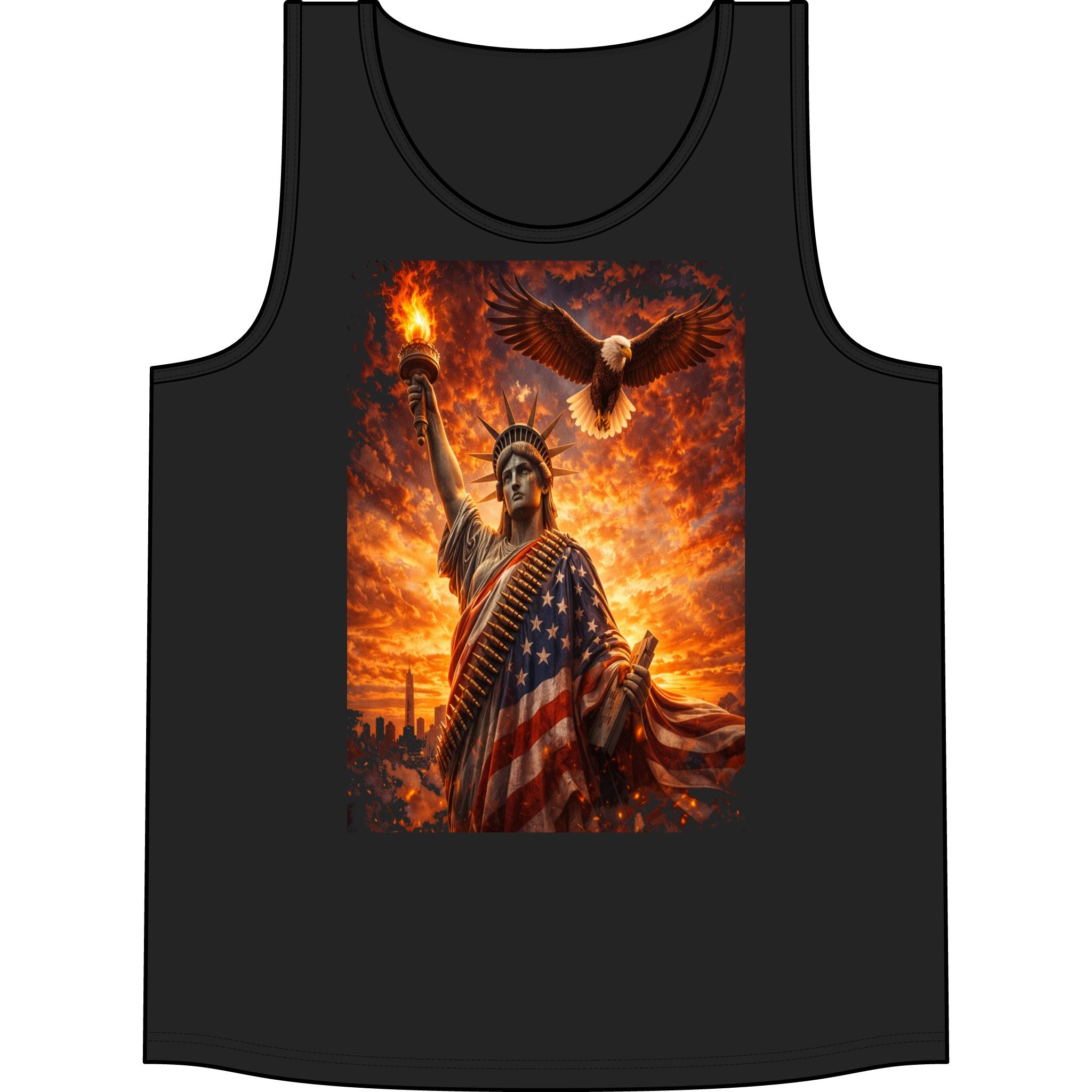 Patriotic Statue of Liberty Tank Top – American Flag Eagle Graphic