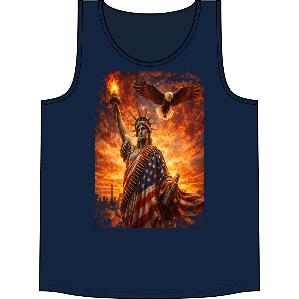 Patriotic Statue of Liberty Tank Top – American Flag Eagle Graphic
