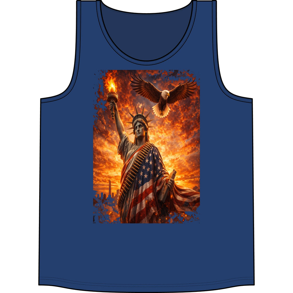 Patriotic Statue of Liberty Tank Top – American Flag Eagle Graphic