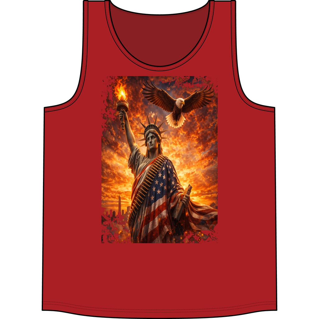 Patriotic Statue of Liberty Tank Top – American Flag Eagle Graphic