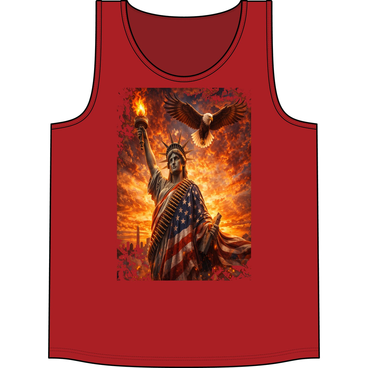 Patriotic Statue of Liberty Tank Top – American Flag Eagle Graphic
