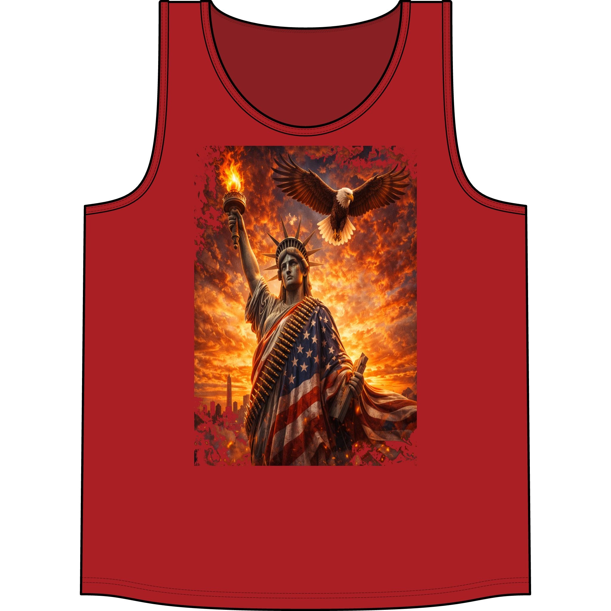 Patriotic Statue of Liberty Tank Top – American Flag Eagle Graphic