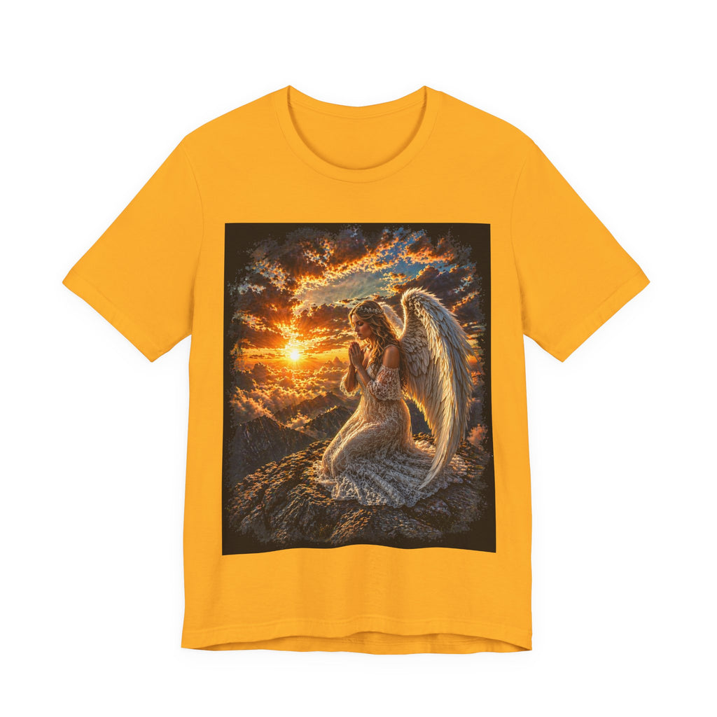 Angel Prayer T‑Shirt — Serene Sunset Guardian Angel Tee