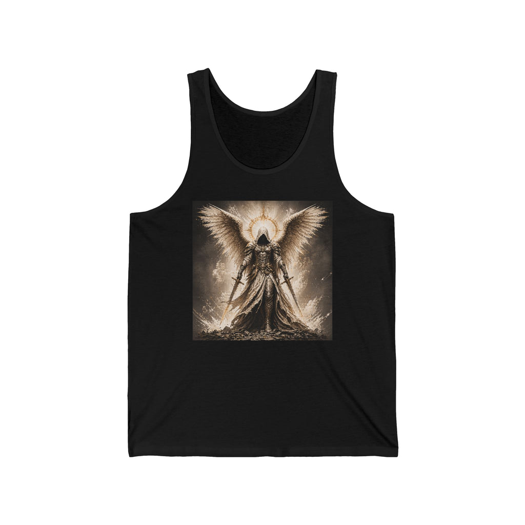 Angel of Vengeance Tank Top — Gothic Winged Warrior Graphic Tank