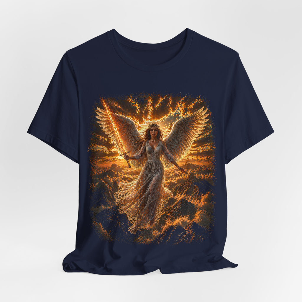 Angel Wings Graphic Tee — Fiery Guardian Angel Design