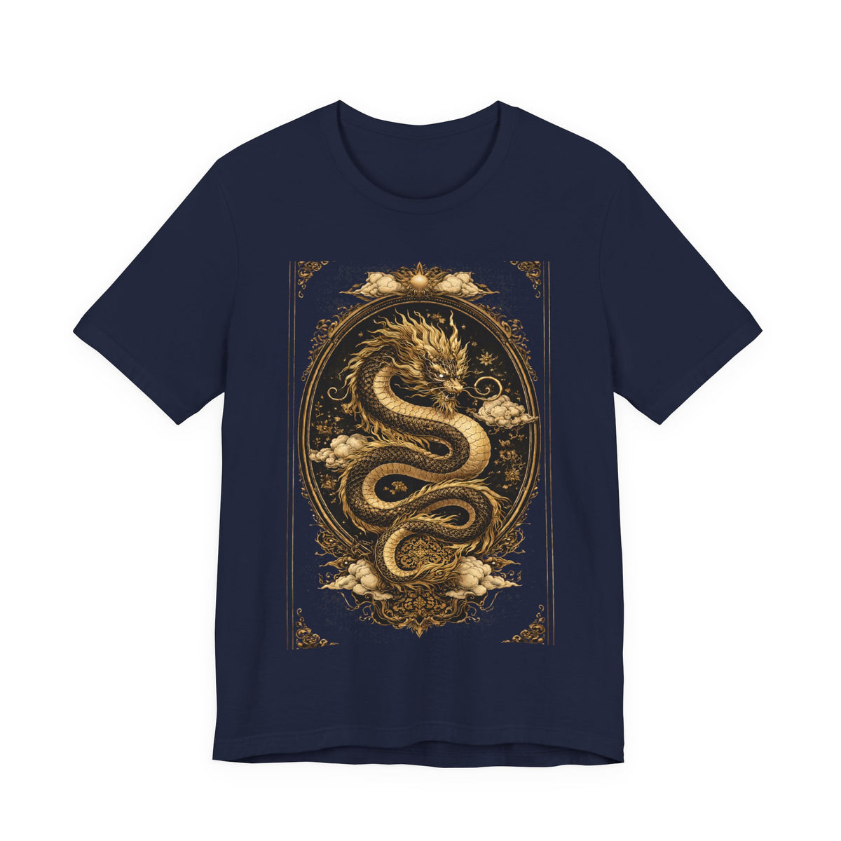 Dragon Oval Graphic Tee — Vintage Gold Snake Illustration T-Shirt