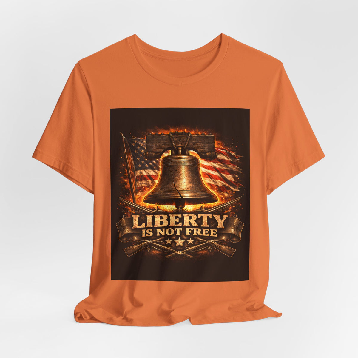 Liberty Is Not Free T-Shirt — Patriotic American Flag & Bell Tee