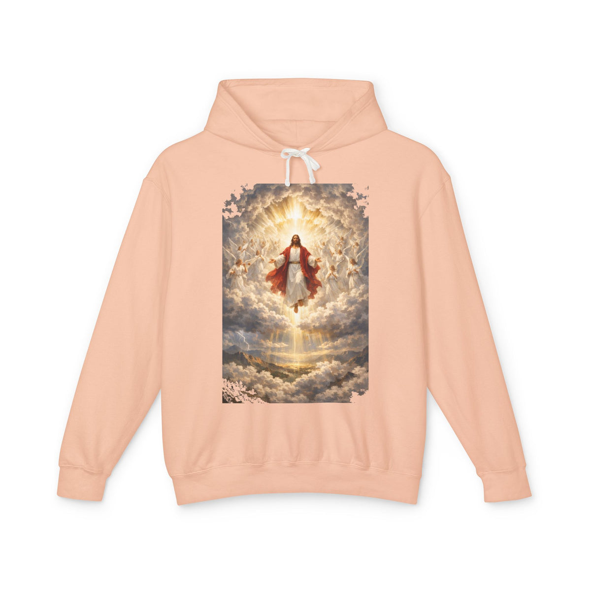 Christian Jesus Hoodie — Ascension Clouds Religious Graphic Sweatshirt