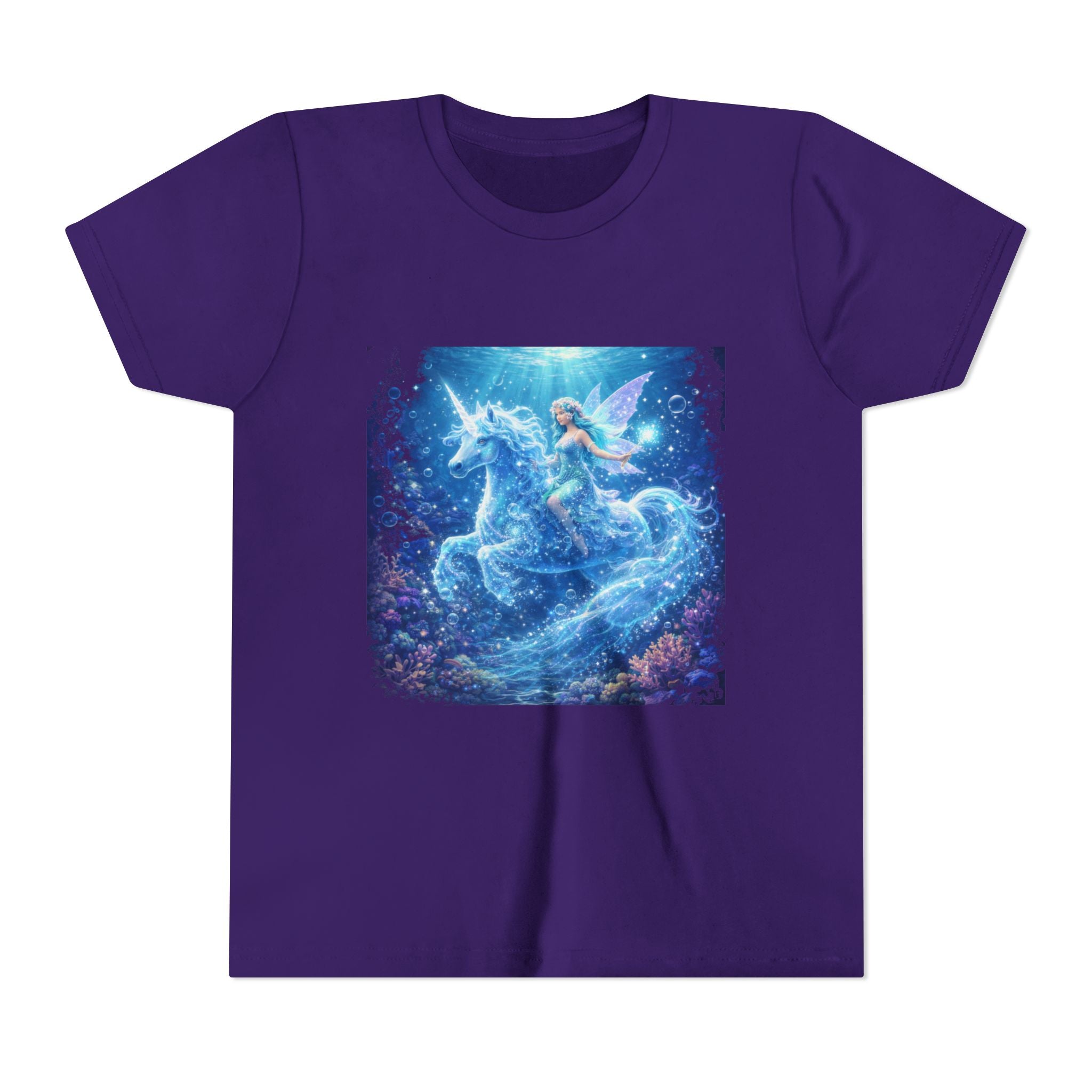 Magical Blue Unicorn & Fairy Youth T-Shirt – Enchanted Fantasy Tee for Kids