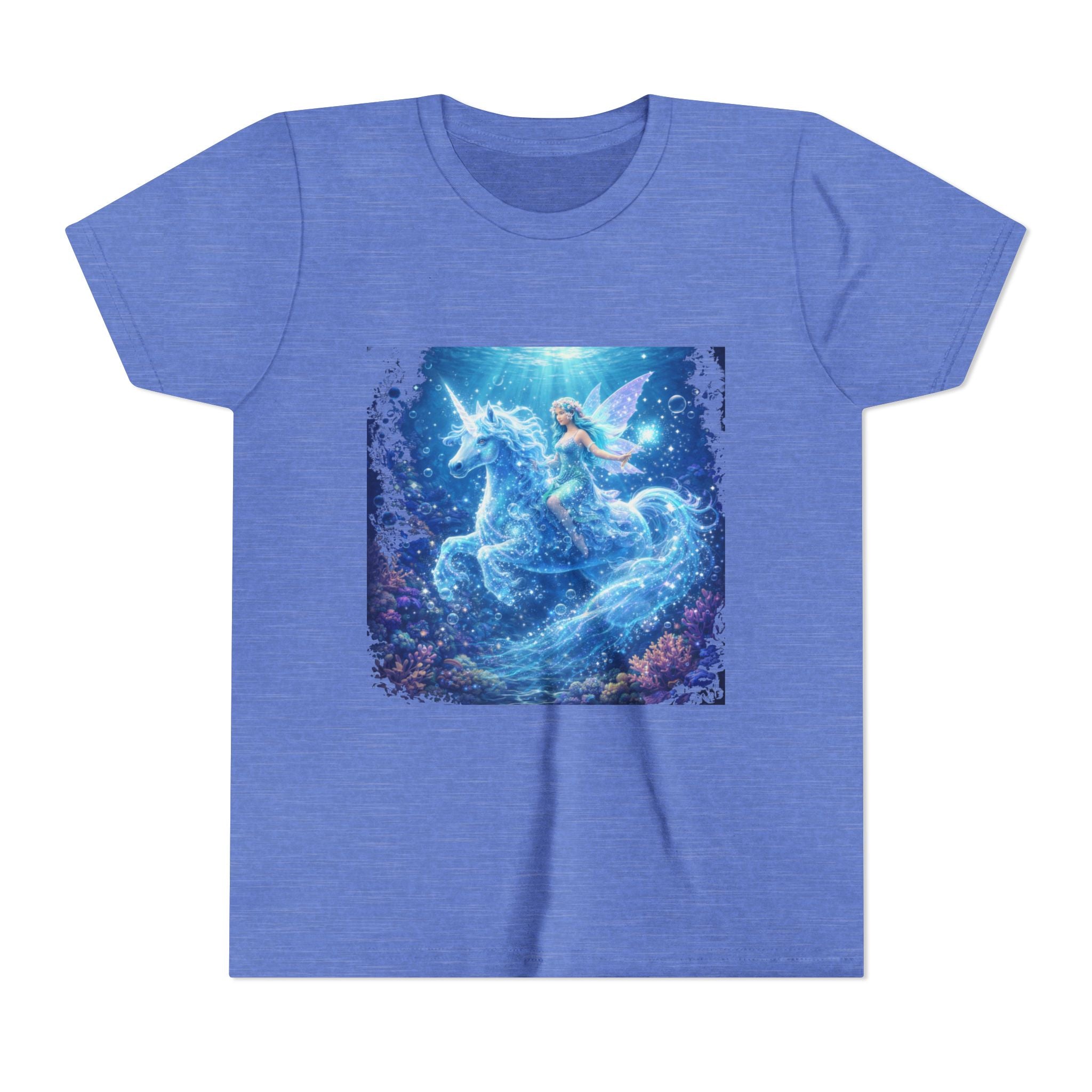 Magical Blue Unicorn & Fairy Youth T-Shirt – Enchanted Fantasy Tee for Kids