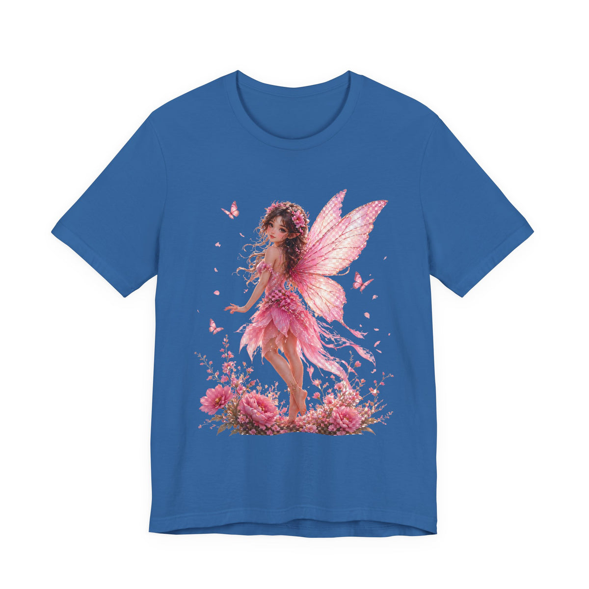 Fairy Wings T‑Shirt — Pink Floral Fantasy Fairy Tee for Women & Girls