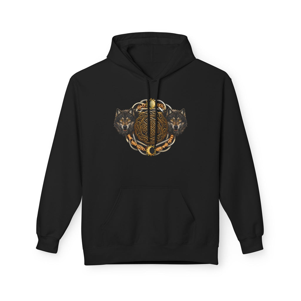 Skoll and Hati – The Wolves of the Sun and Moon-Hoodie — Rustic Wildlife Graphic Hooded Sweatshirt