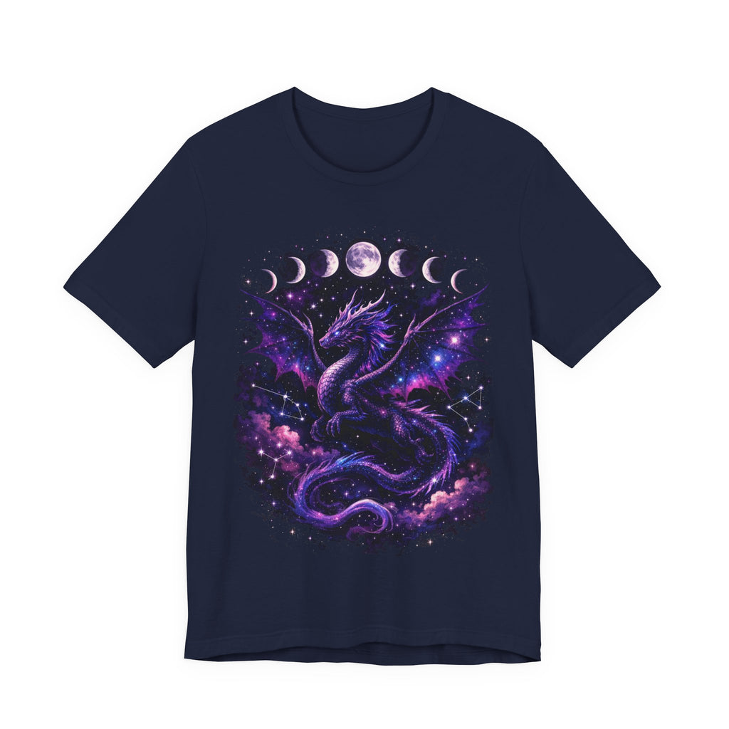 Celestial Moonphase Dragon T-Shirt — Purple Galaxy Fantasy Tee
