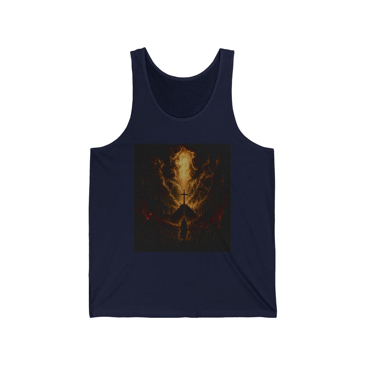 Flaming Cross Tank Top — Gothic Fire Cross Graphic Tank
