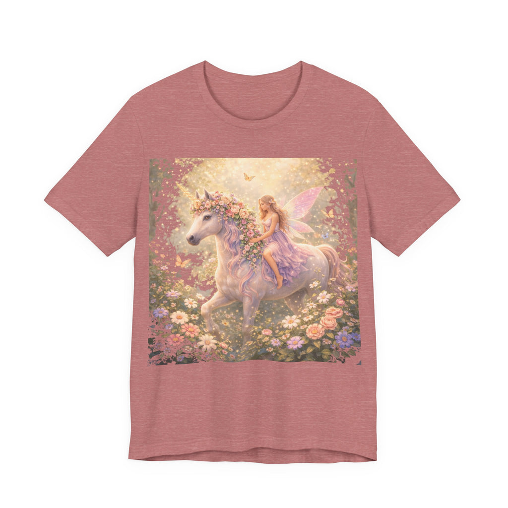 Fairy and Unicorn Tee — Whimsical Garden Fantasy T-Shirt