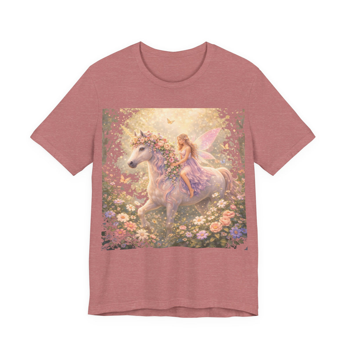 Fairy and Unicorn Tee — Whimsical Garden Fantasy T-Shirt