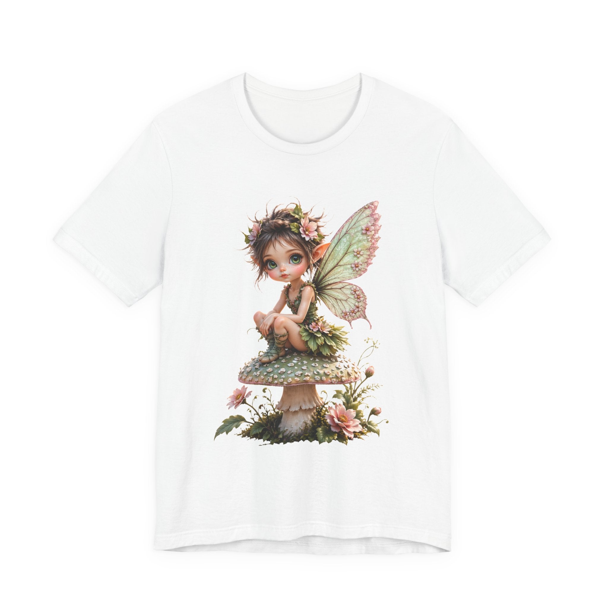 Fairy Mushroom Tee — Cute Woodland Fairy Sitting on Toadstool Graphic T-Shirt