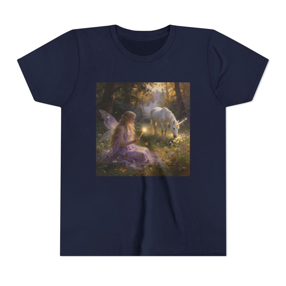 Youth Tee — Fairy and Unicorn Enchanted Forest Design