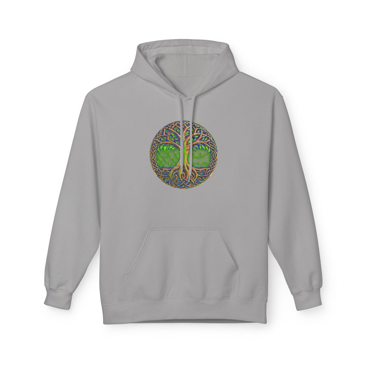 Yggdrasil Tree of Life Cotton Hoodie — Nature-Inspired Green Woodland Graphic