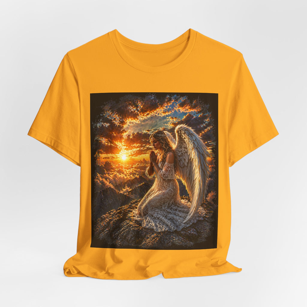 Angel Prayer T‑Shirt — Serene Sunset Guardian Angel Tee